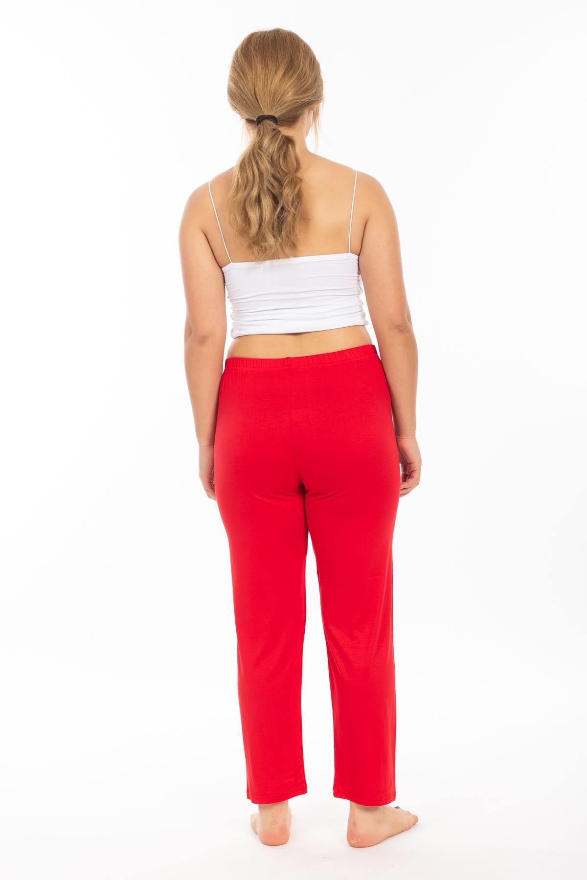 Ms Bayan Viskon Pijama Tek Alt 25y Evm KIRMIZI