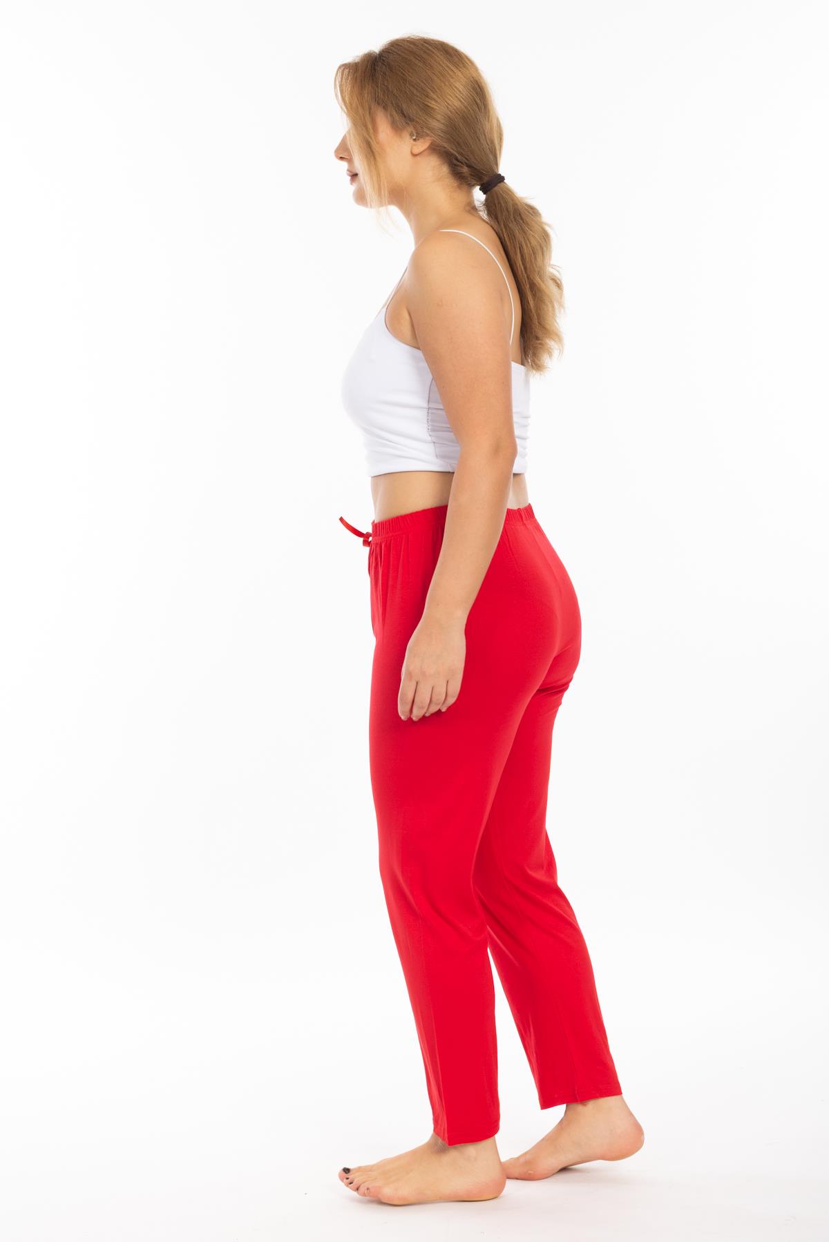 Ms Bayan Viskon Pijama Tek Alt 25y Evm KIRMIZI