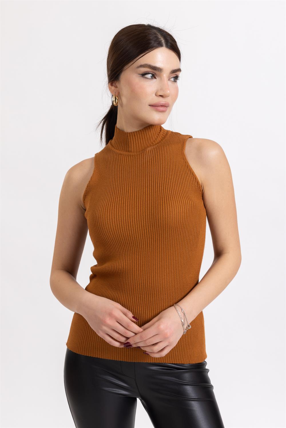 Ms Bayan Yarım Balıkçı Kolsuz Kazak TARÇIN
