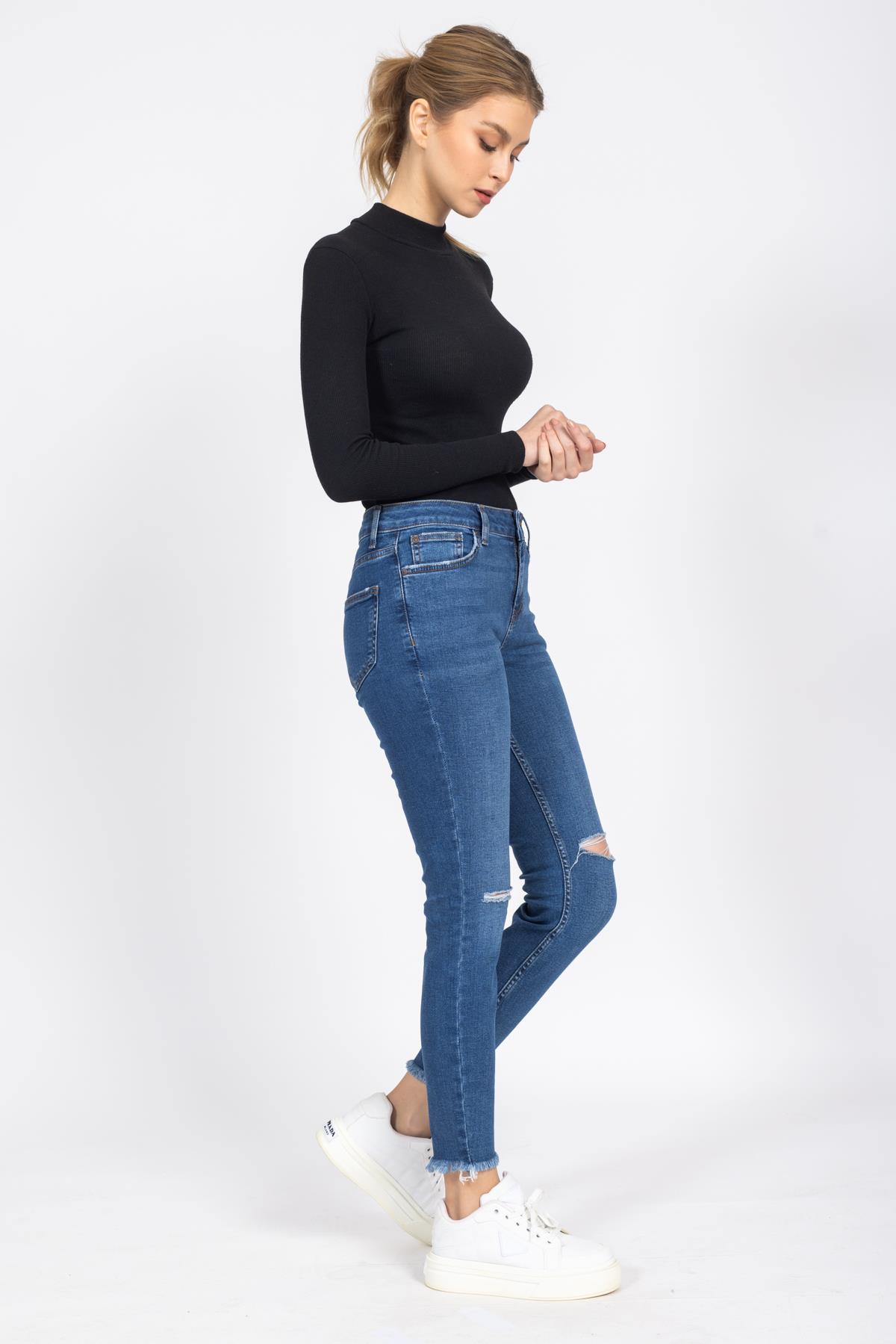 New Loık Bayan Kot Pantolon 18y Kso Koyu Mavi
