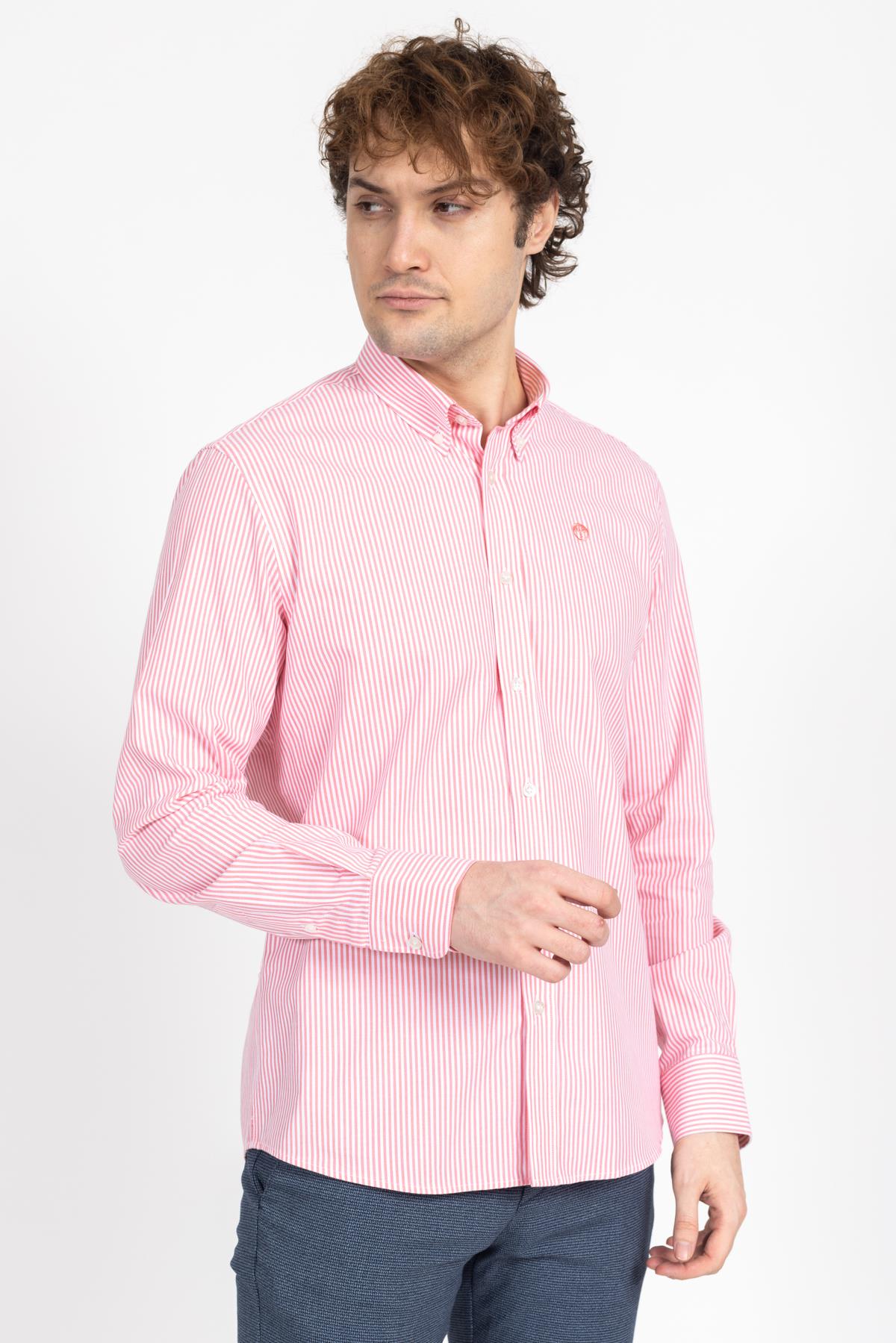 North Saıls Erkek U.kol Gömlek 24y Kso Beyaz Pembe Çizgili