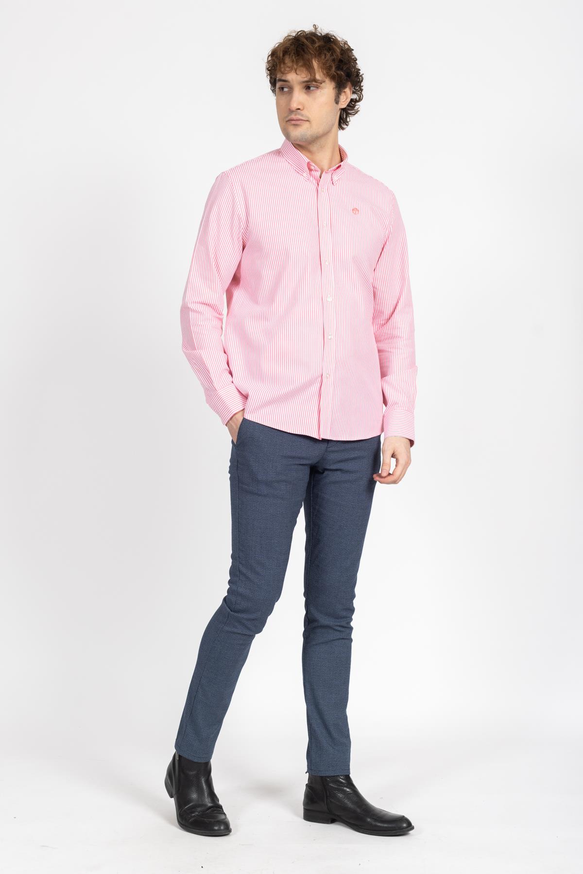 North Saıls Erkek U.kol Gömlek 24y Kso Beyaz Pembe Çizgili