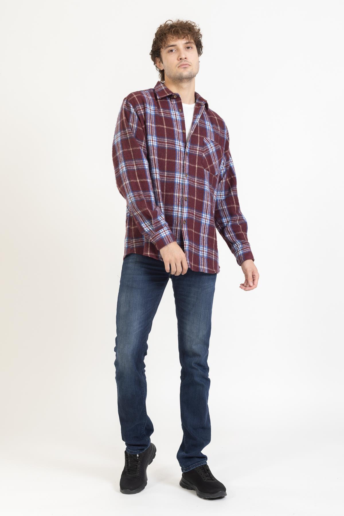 Oduncu Ekose Gömlek 2180 1 Bordo