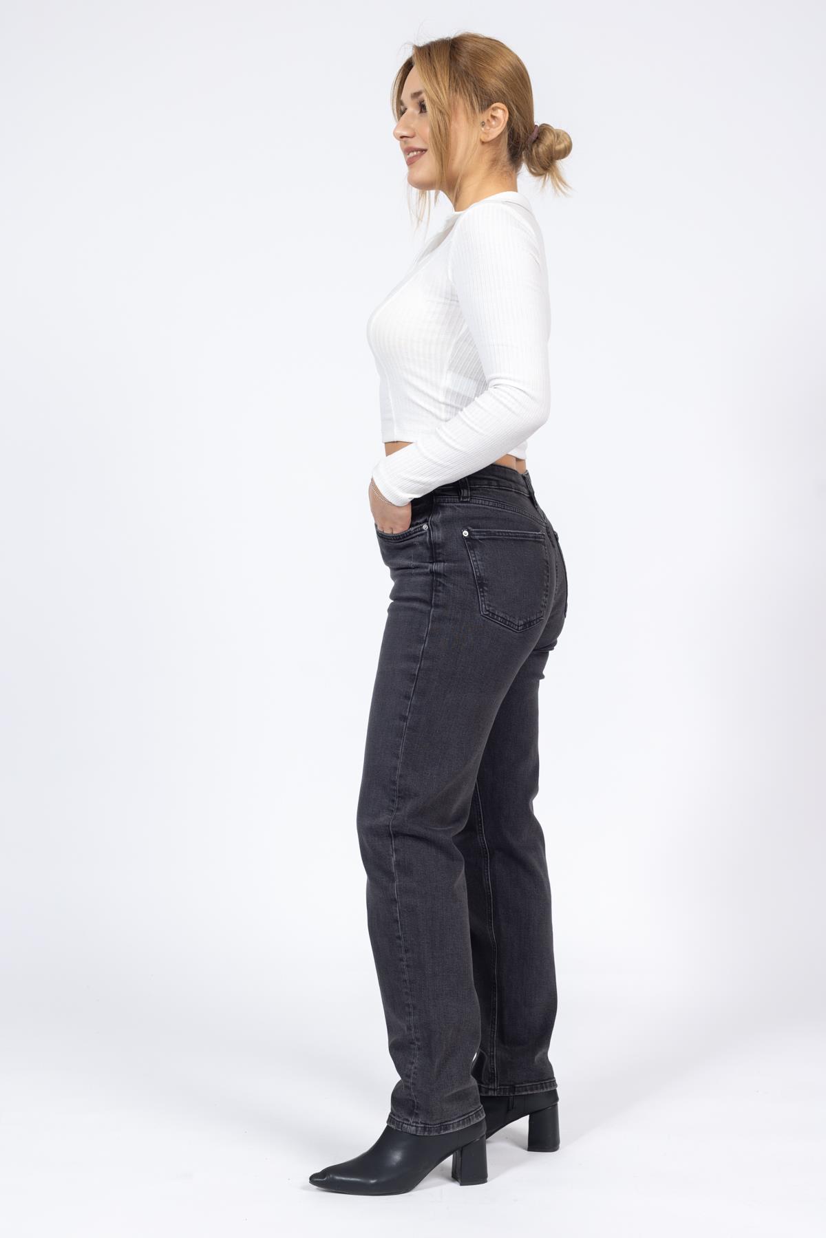 PANTOLON M&S 20K KOT BOYFRIEND REGULAR BAYAN (KSO) GRİ