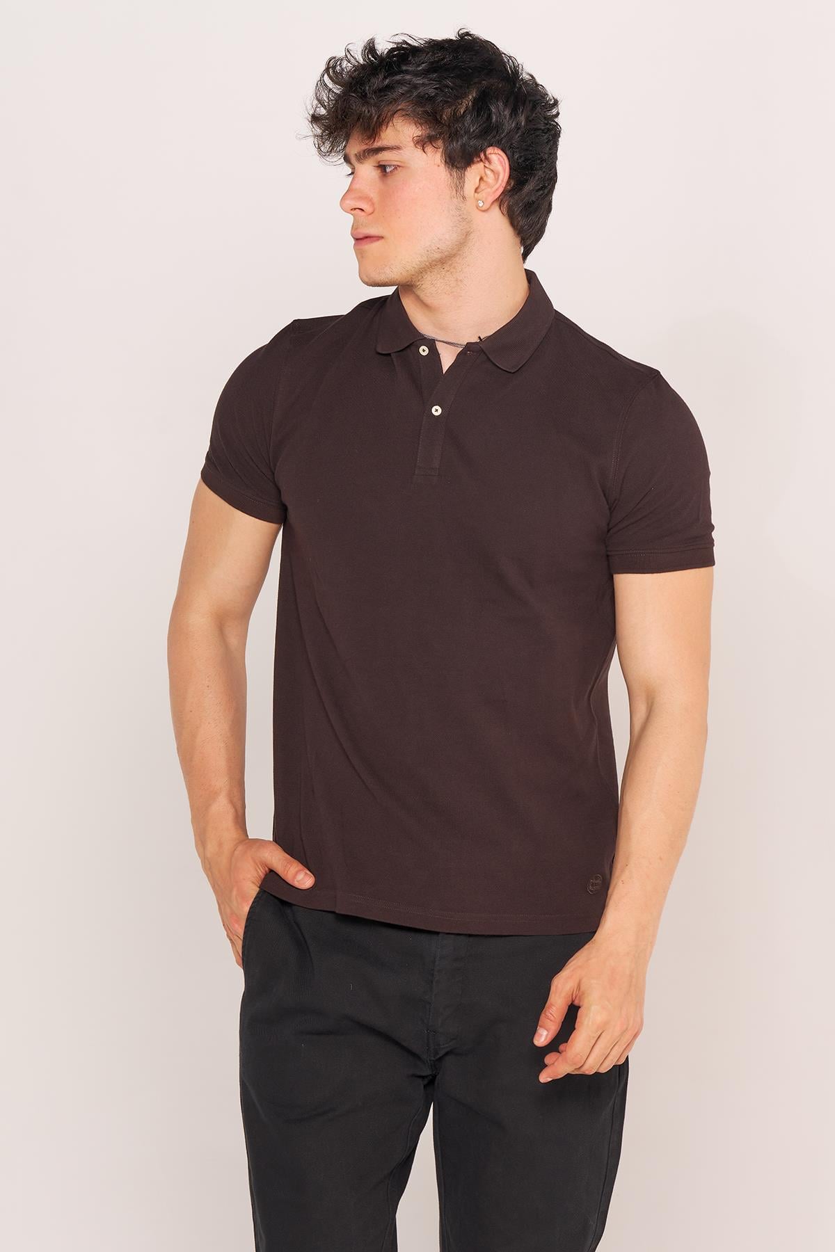 TSHIRT M&D 21Y POLO YAKA K.KOL ERKEK (KSO) KAHVE