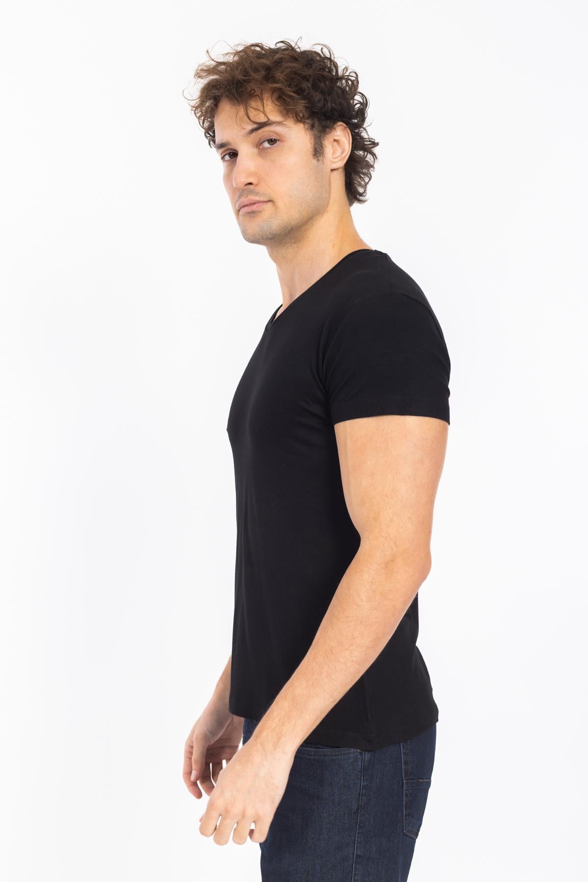 TSHIRT V&S 21Y BAMBU V YAKA ERKEK (M&C) SİYAH