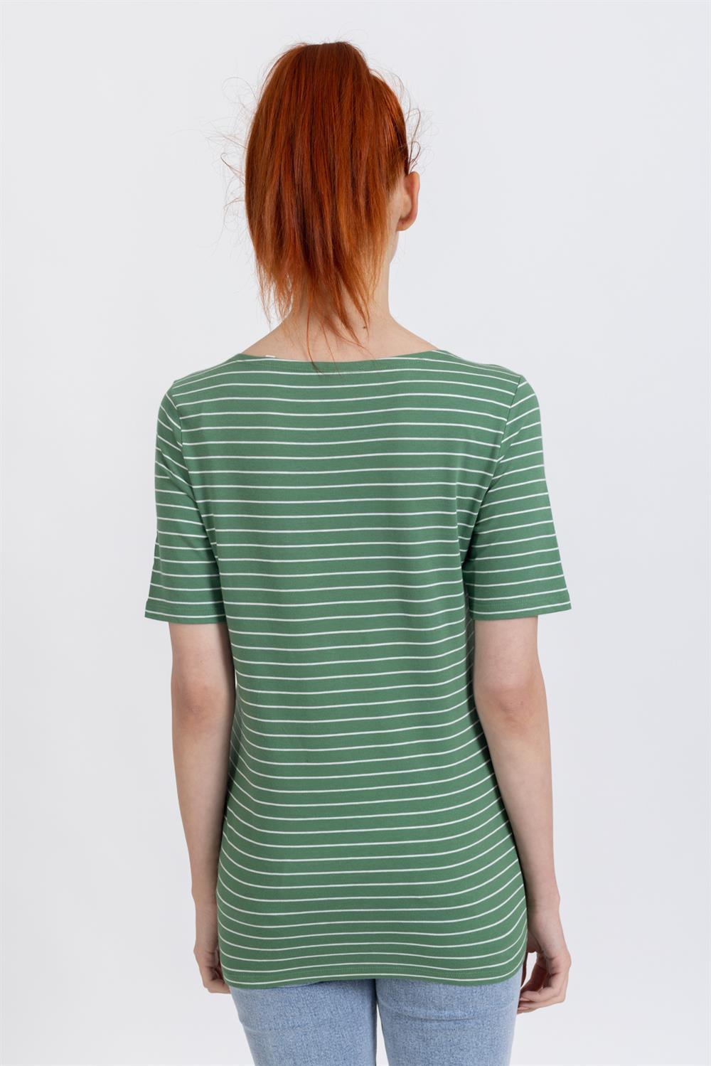 Mpl V Yaka Tshirt  22y o M&G YEŞİL/BEYAZ ÇİZGİLİ