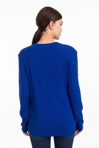 Vs Kadın 0 Yaka Saç Örgü U.Kol Bluz 21 109 SAX MAVİ