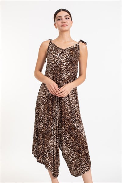 Vs Bayan Askılı Viskon Tulum LEOPAR
