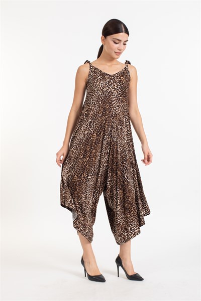 Vs Bayan Askılı Viskon Tulum LEOPAR