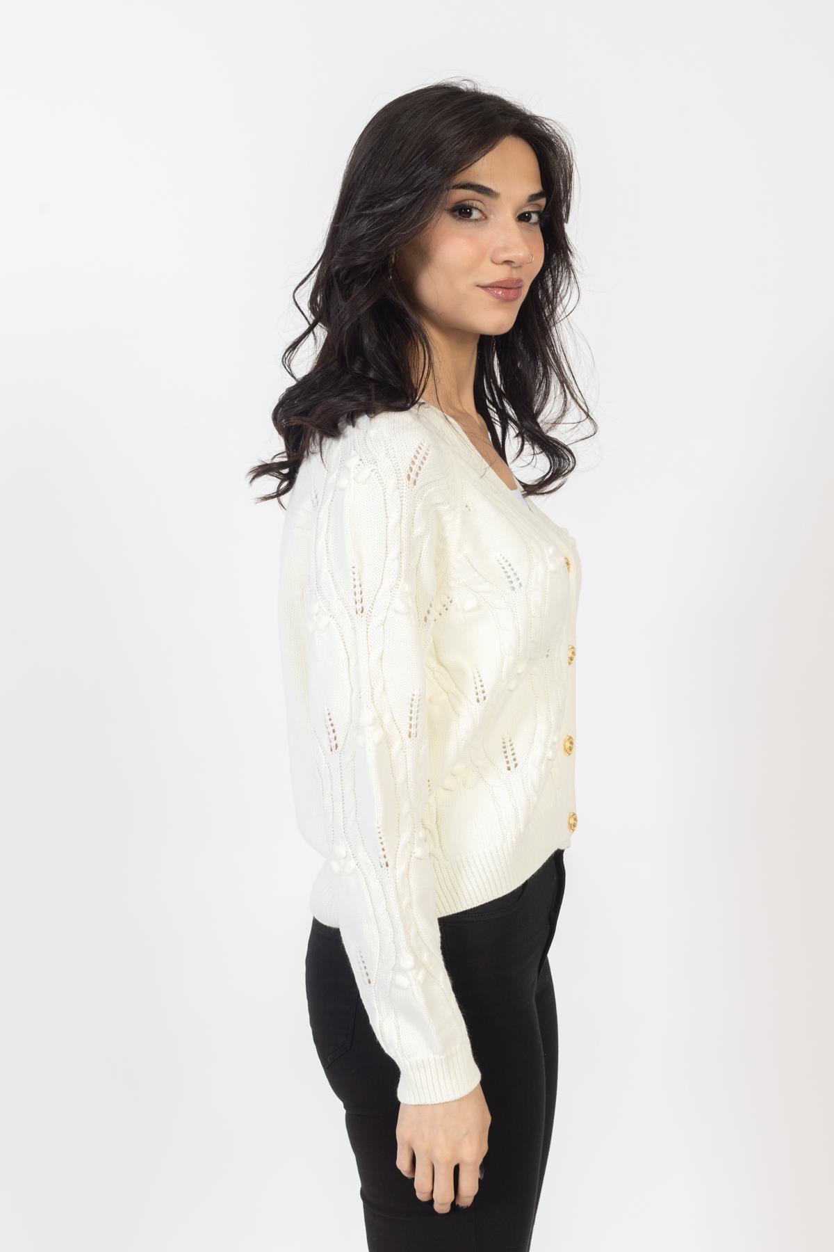 Vs Kadın Triko Örme Hırka 23 441 Emy 23k EKRU