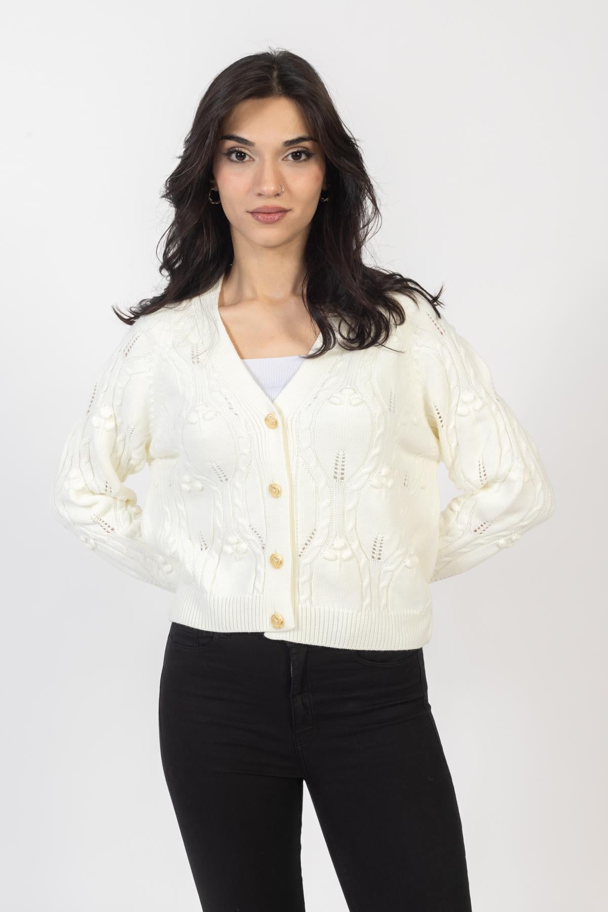 Vs Kadın Triko Örme Hırka 23 441 Emy 23k EKRU