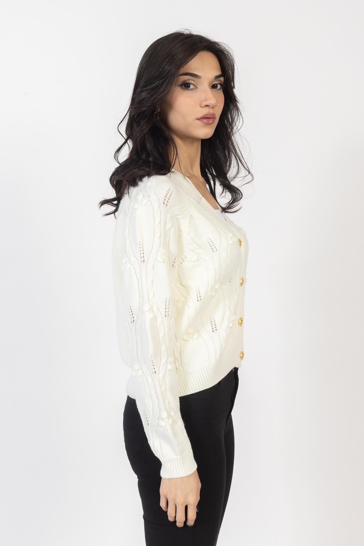 Vs Kadın Triko Örme Hırka 23 441 Emy 23k EKRU