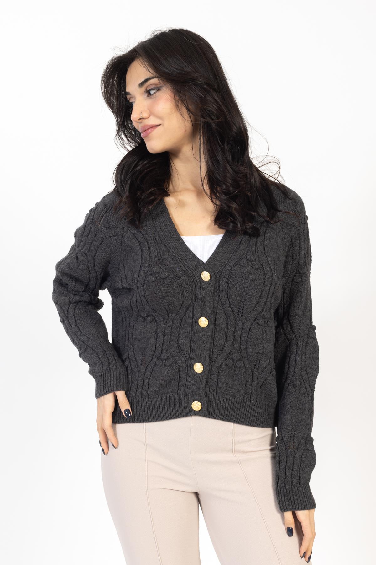 Vs Kadın Triko Örme Hırka 23 441 Emy 23k ANTRASİT