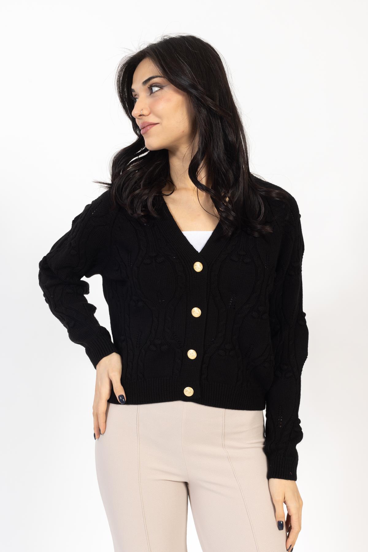 Vs Kadın Triko Örme Hırka 23 441 Emy 23k SİYAH