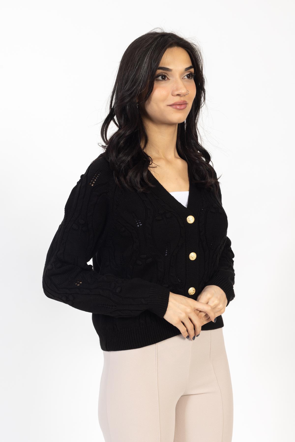 Vs Kadın Triko Örme Hırka 23 441 Emy 23k SİYAH