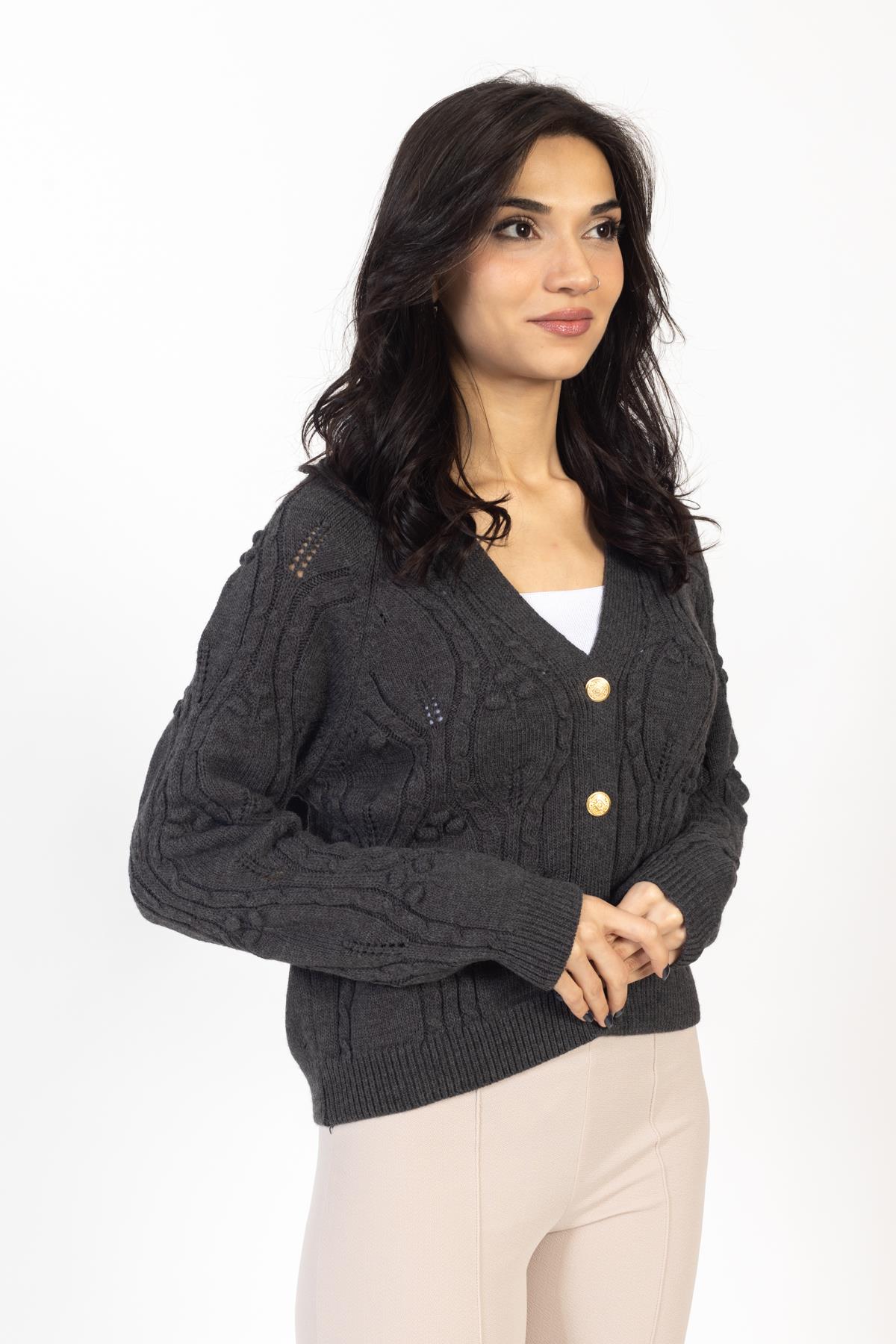 Vs Kadın Triko Örme Hırka 23 441 Emy 23k ANTRASİT