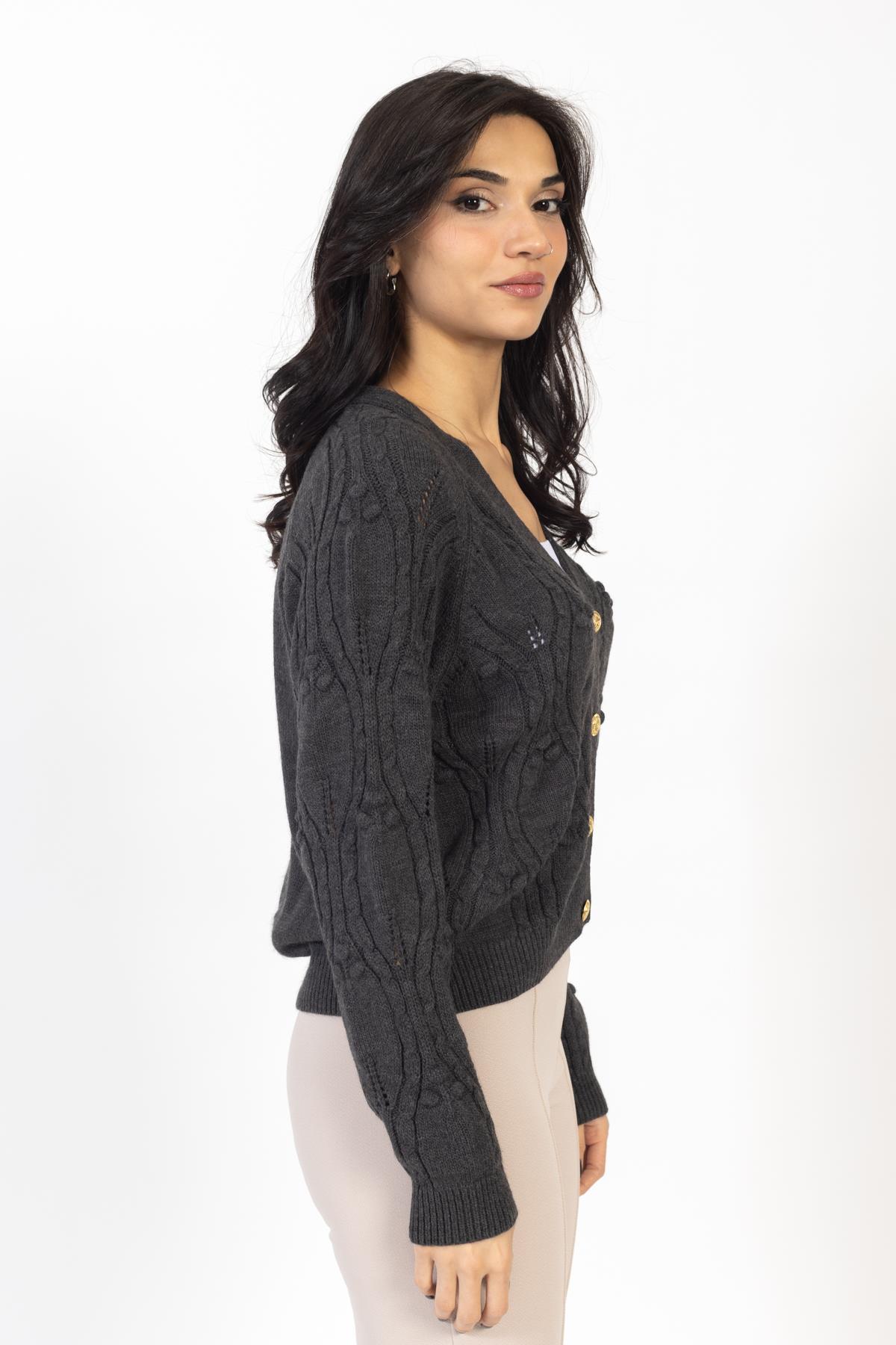 Vs Kadın Triko Örme Hırka 23 441 Emy 23k ANTRASİT