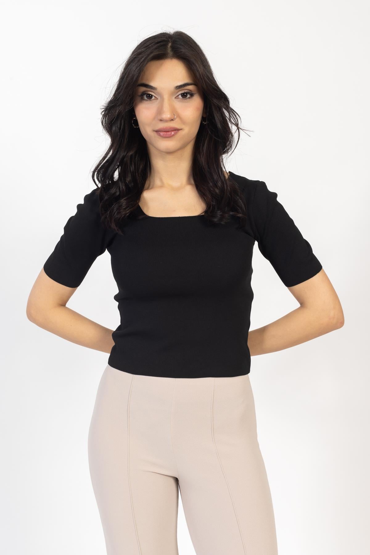 Vs Kadın Kayık Yaka Triko Kazak 22 588 Emy 23k SİYAH