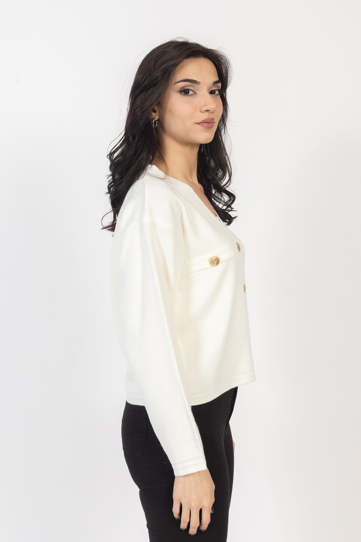 Vs Kadın Triko Dügmeli Örme Hırka 23 572 Emy 23k EKRU