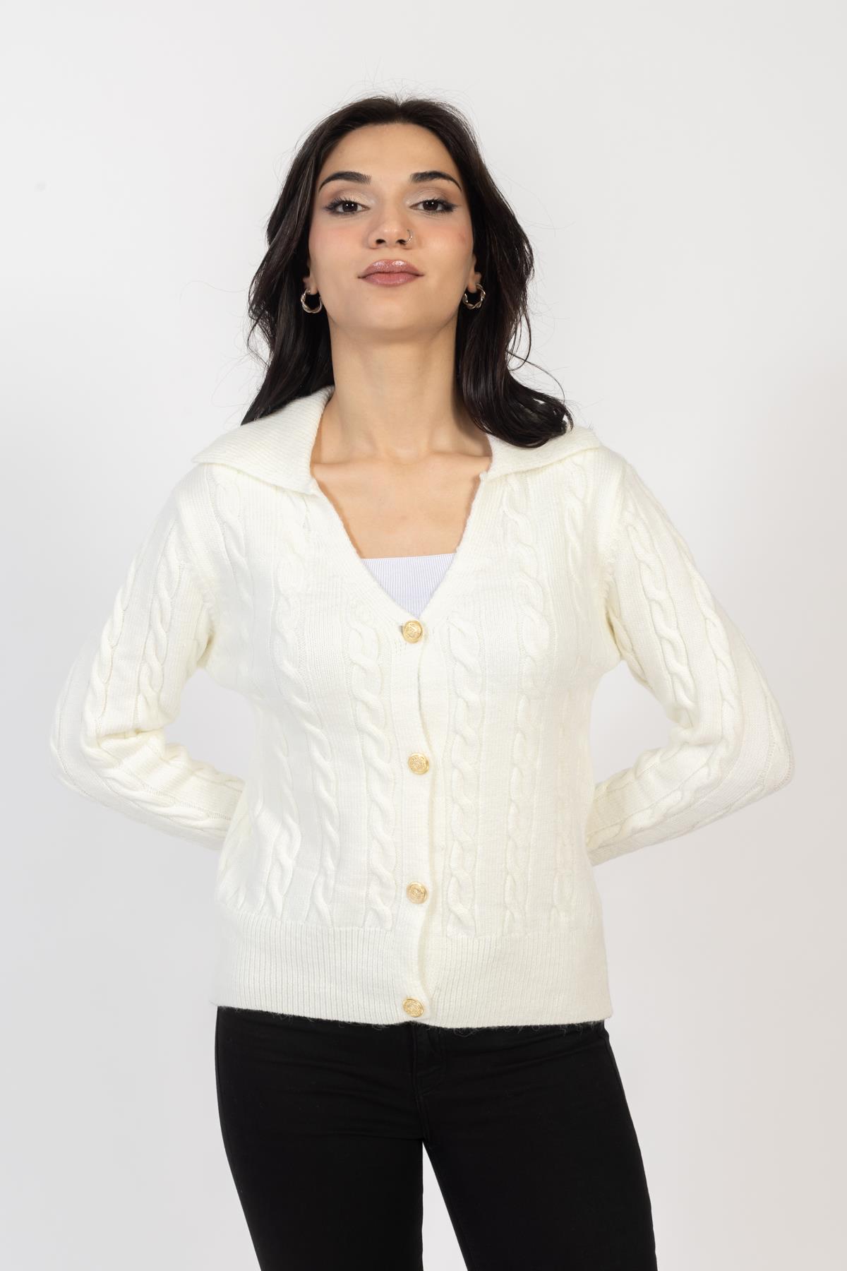 Vs Kadın Triko Örme Hırka 23 248 Emy 23k EKRU