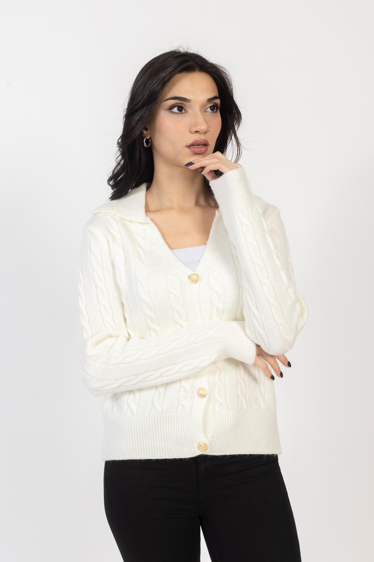 Vs Kadın Triko Örme Hırka 23 248 Emy 23k EKRU