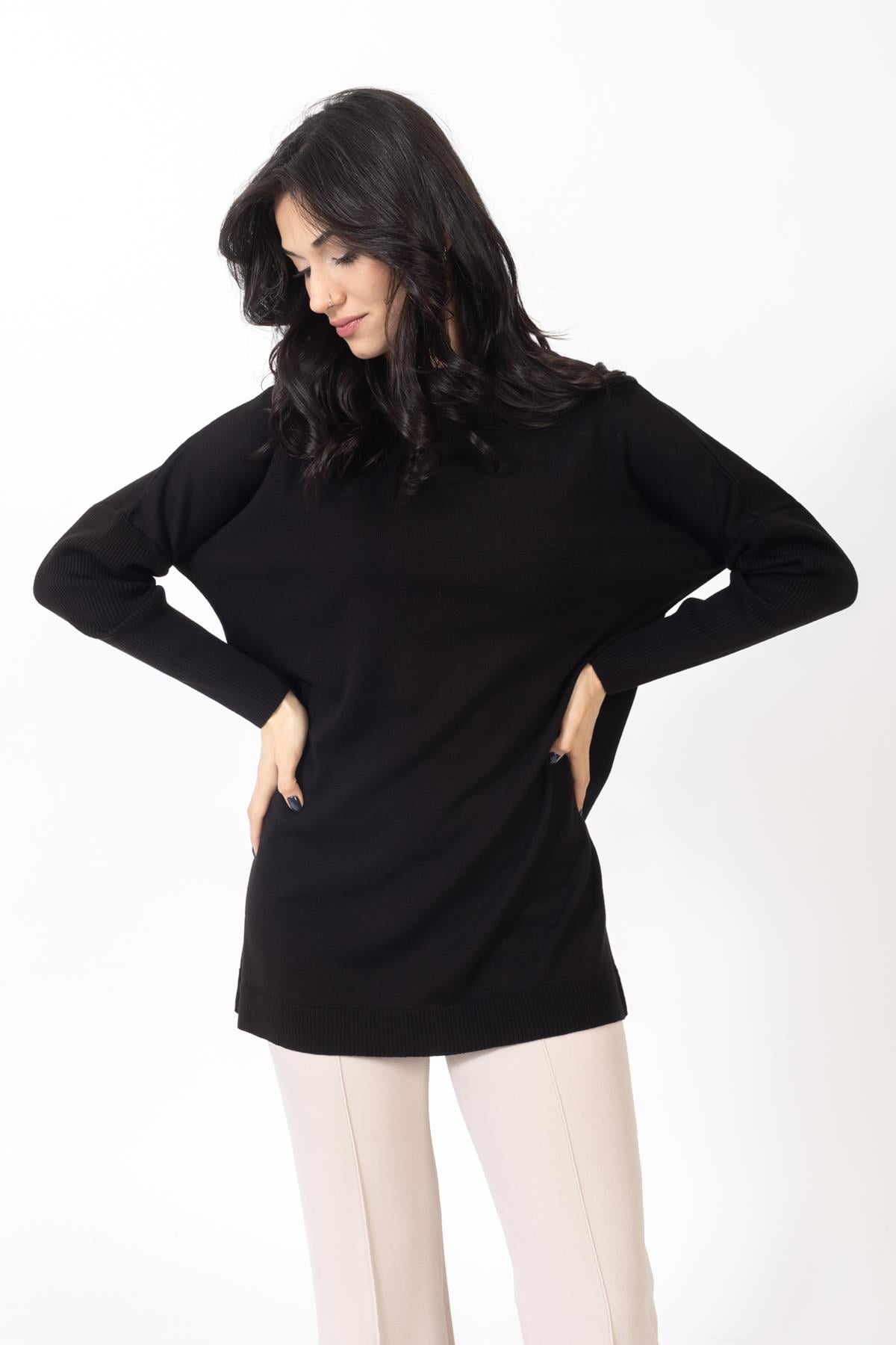Vs Kadın Yarım Balıkçı Triko Tunik 23 639 Emy 23k SİYAH