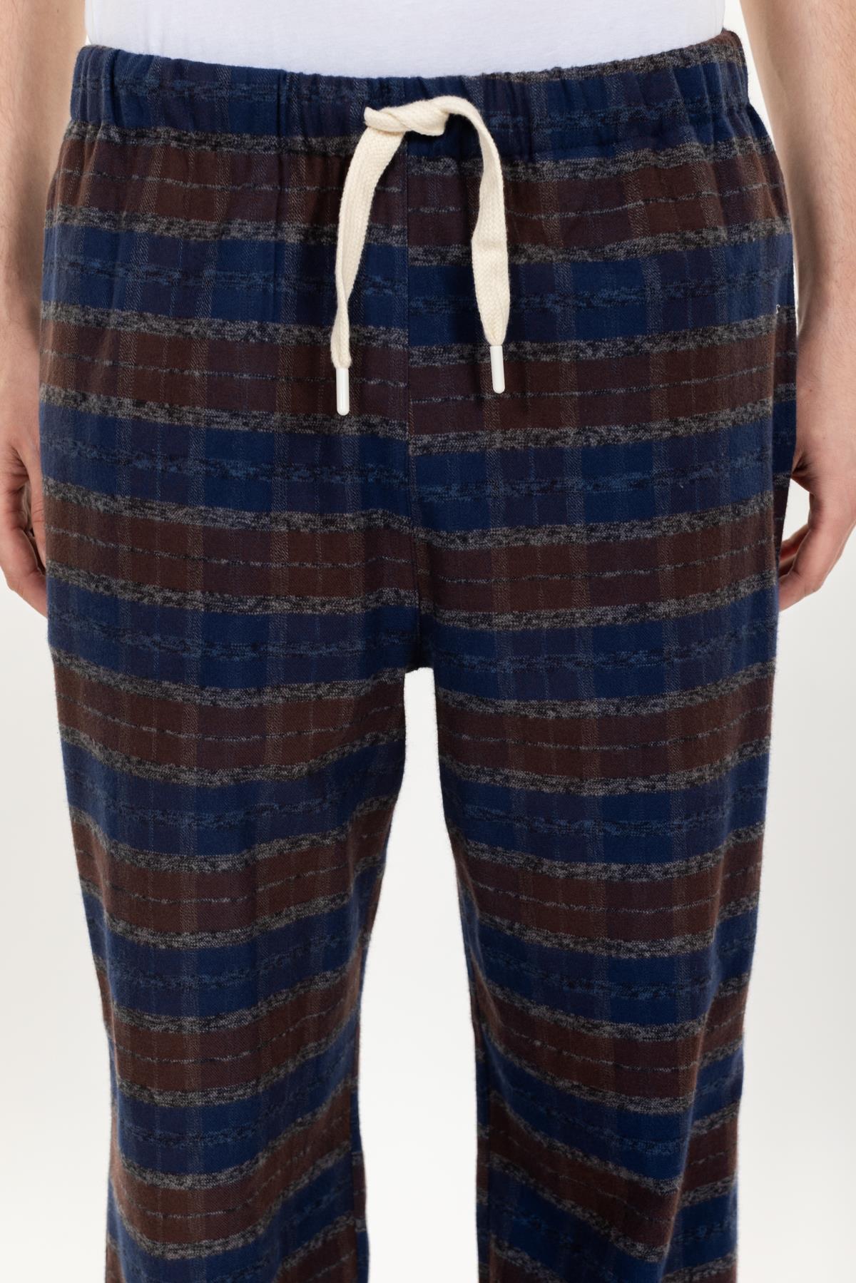 Vs Unısex Cepli Bagcıklı Dokuma Tek Alt Pijama 21k-003 sax/ekose