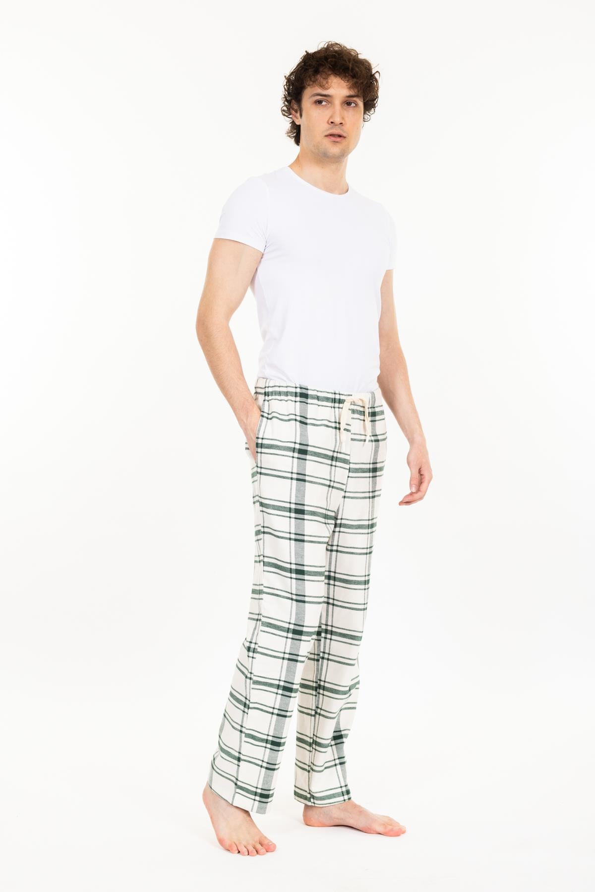 Vs Unısex Cepli Bagcıklı Dokuma Tek Alt Pijama 21k-003 YEŞİL/EKOSE