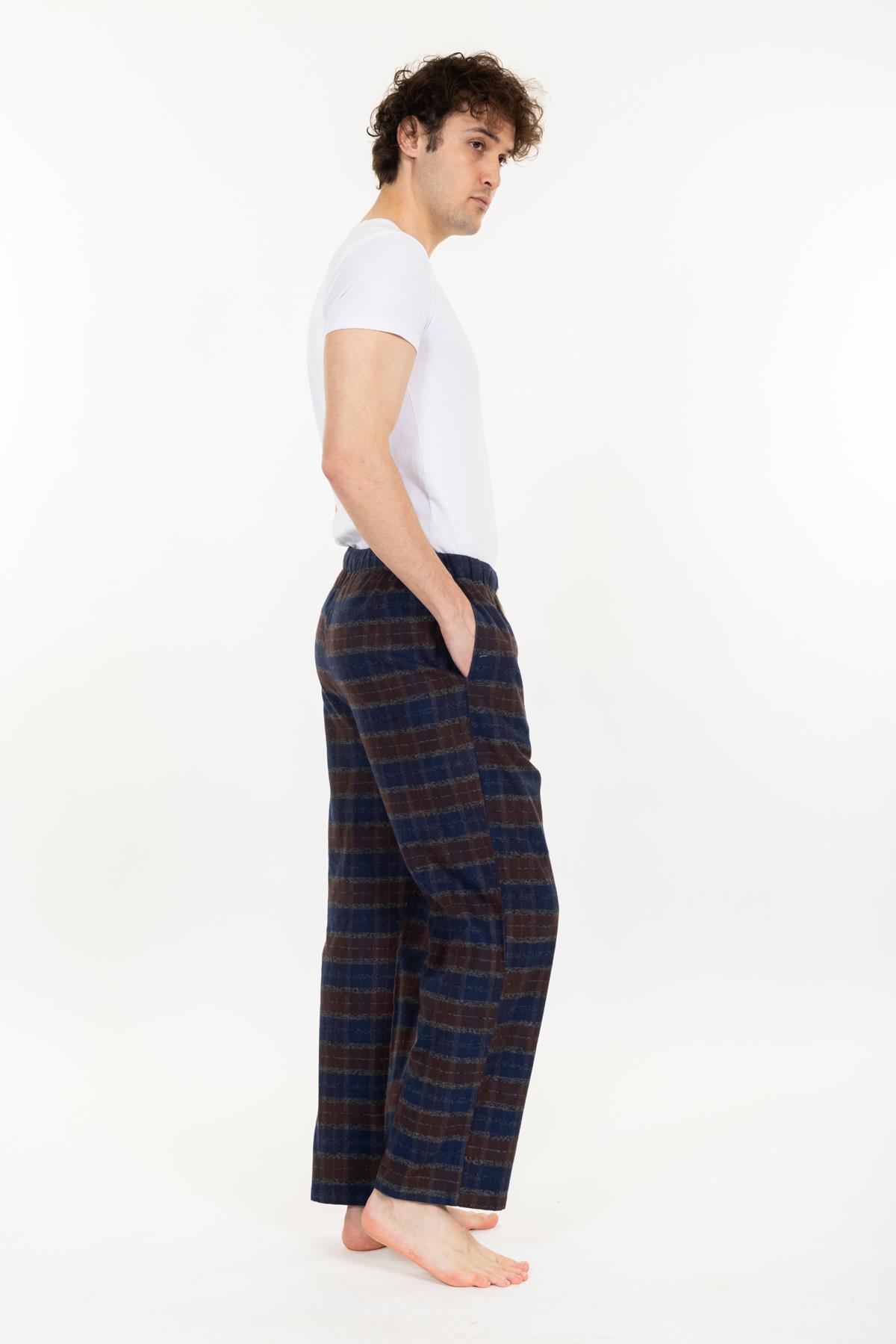Vs Unısex Cepli Bagcıklı Dokuma Tek Alt Pijama 21k-003 sax/ekose