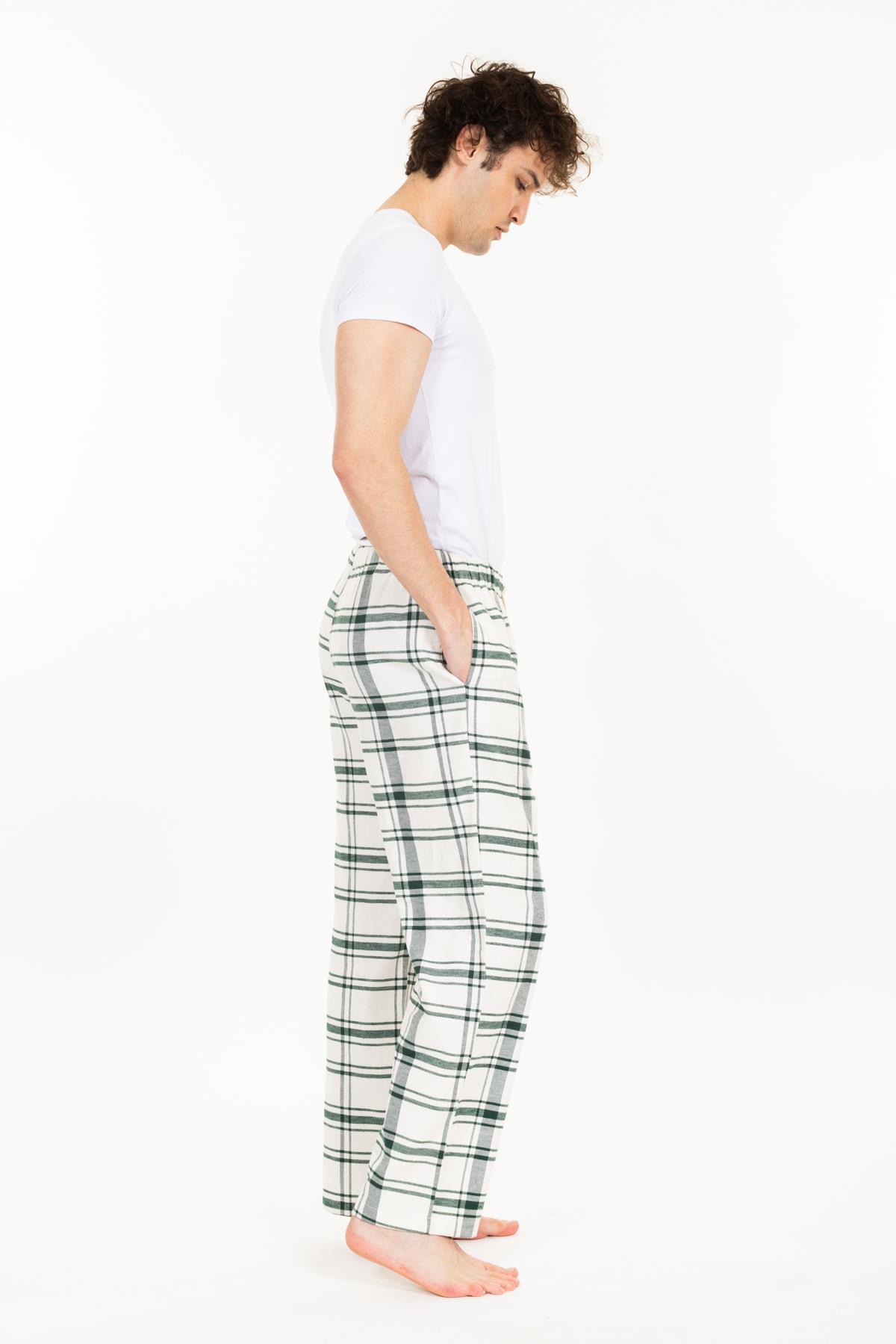 Vs Unısex Cepli Bagcıklı Dokuma Tek Alt Pijama 21k-003 YEŞİL/EKOSE