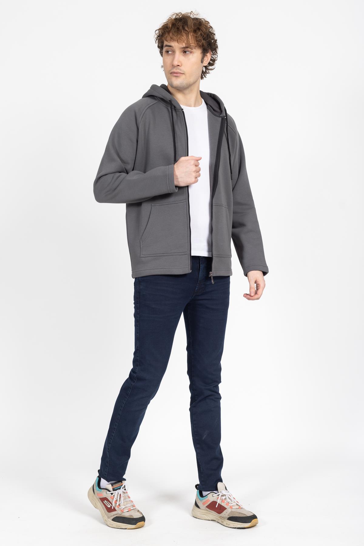 Vs Unisex Reglan Tam Fermuarlı Sweat 23k 041 FÜME