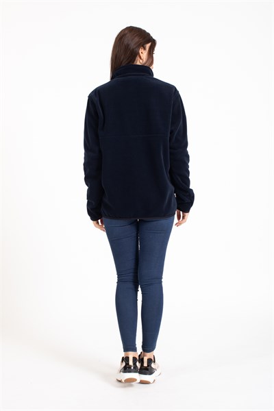 Vs Unisex Tam Fermuarlı Cepli Polar Mont LACİVERT