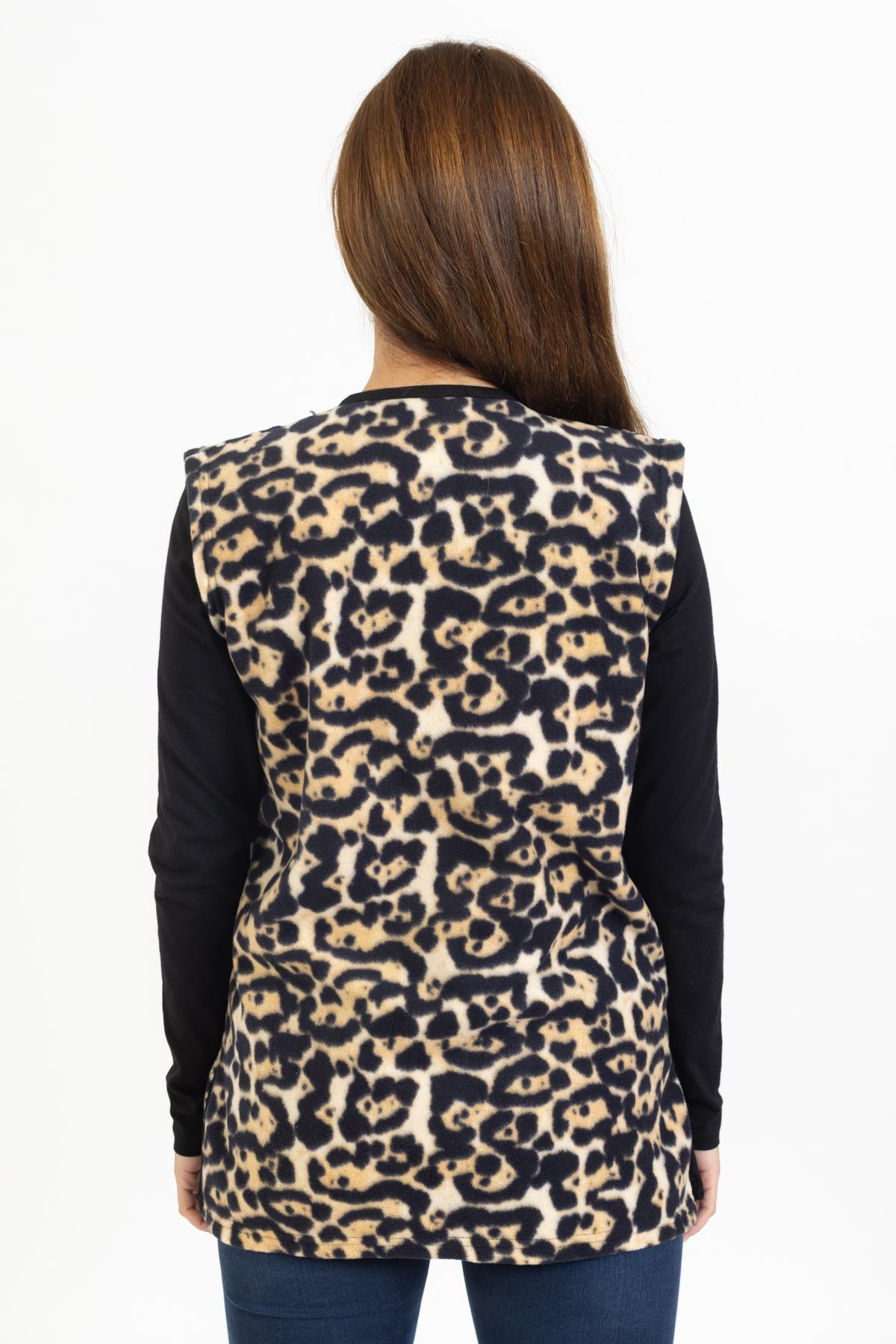 YELEK V&S BİYELİ POLAR CEPLİ BAYAN (EVM) LEOPAR