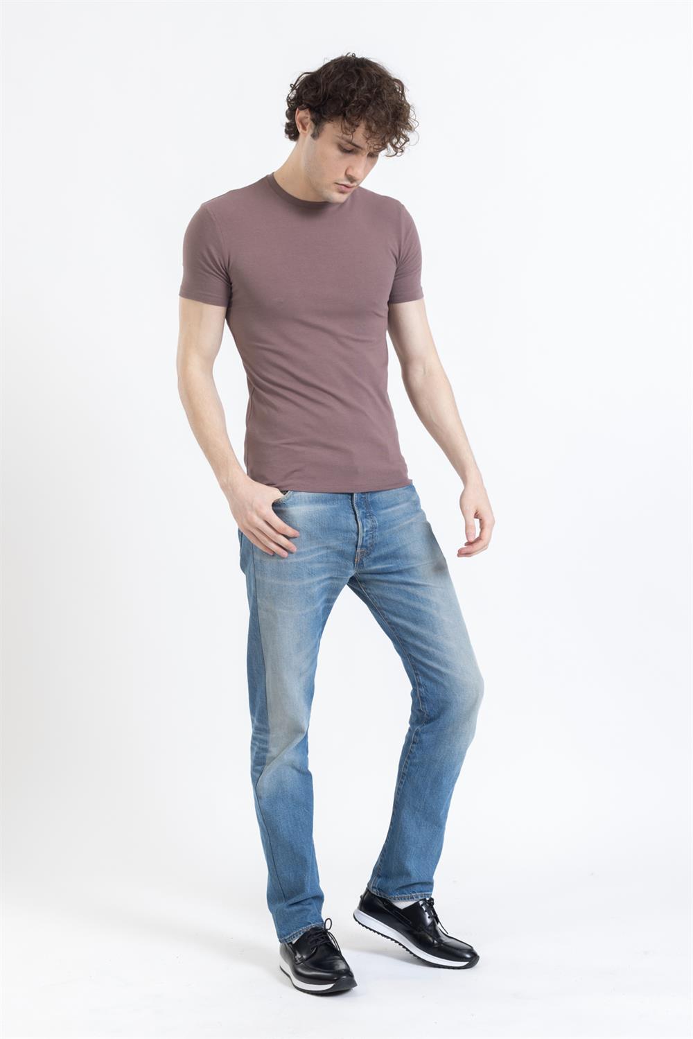 Zra Duz Basıc 0 Yaka K.Kol Tshırt KAHVE