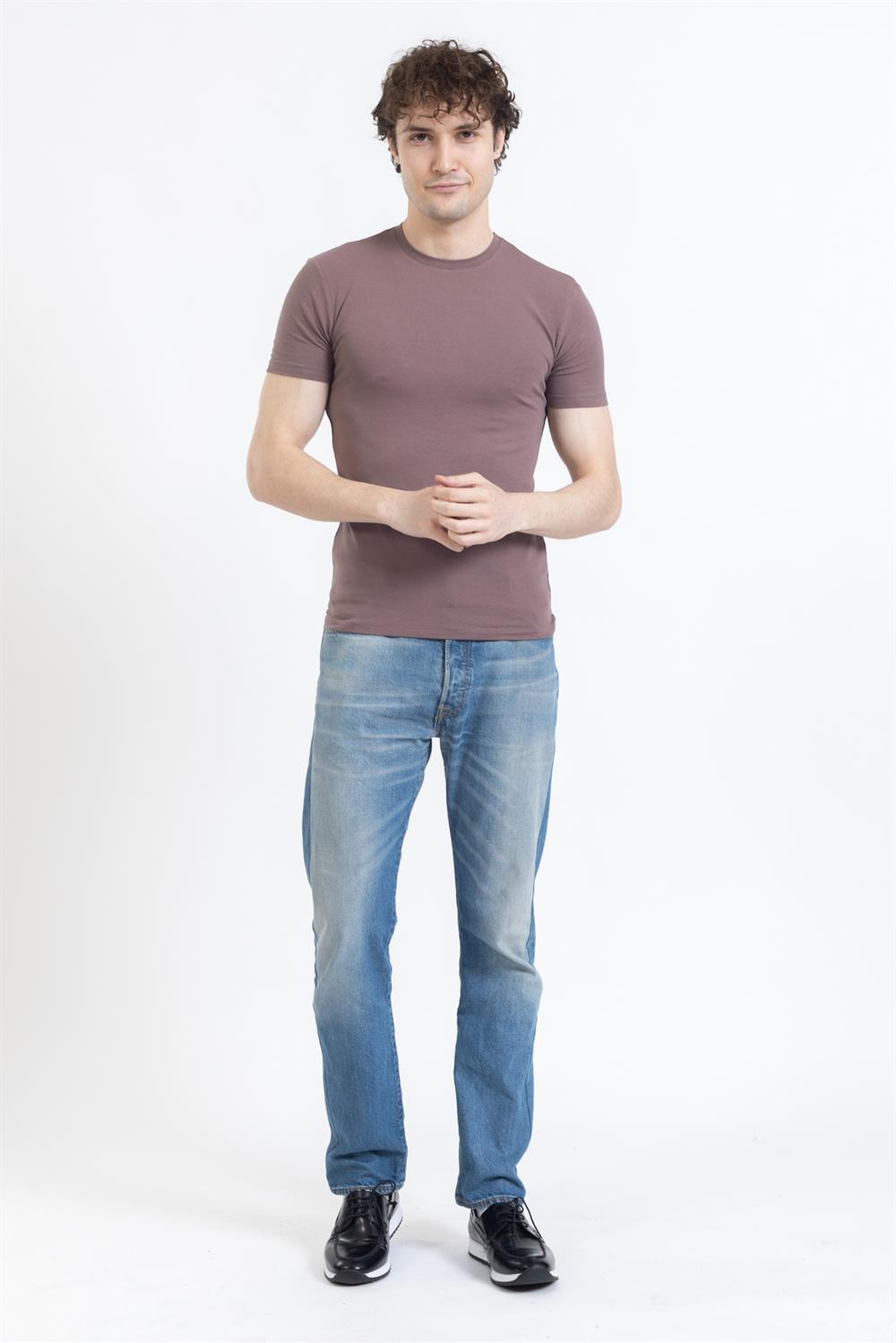 Zra Duz Basıc 0 Yaka K.Kol Tshırt KAHVE