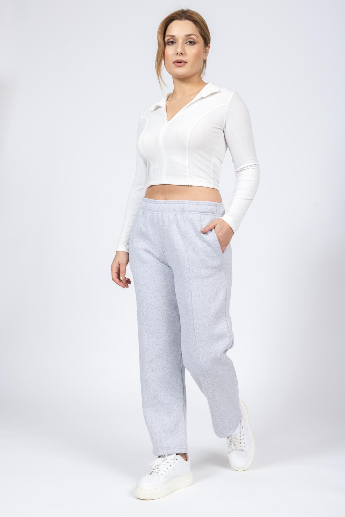 Zra Unisex 3 İplik Şardonlu Eşofman Alt 24k Cu A.GRİ