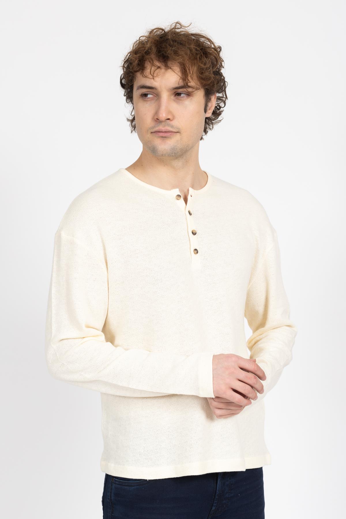 Zra Unisex O Yaka Dügmeli U.Kol Sweatshırt 24k Ae KREM