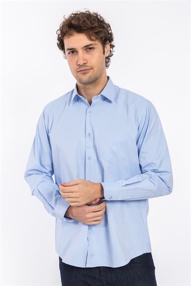 2114 Cıty Kls Armür U.Kol Gömlek Tmş MAVİ