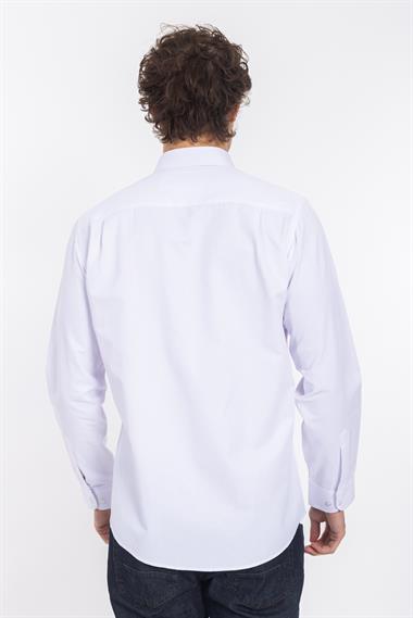 2114 Cıty Kls Armür U.Kol Gömlek Tmş Beyaz