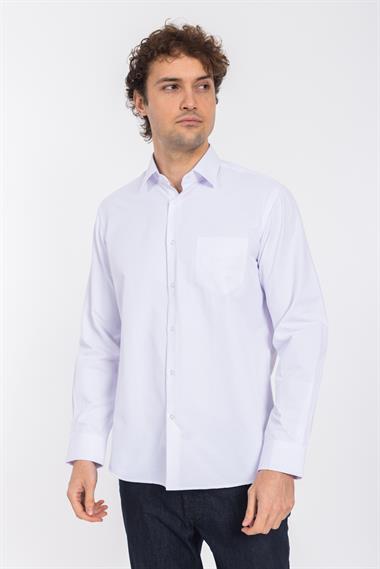 2114 Cıty Kls Armür U.Kol Gömlek Tmş Beyaz