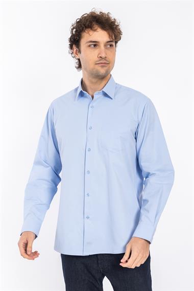 2114 Cıty Kls Armür U.Kol Gömlek Tmş MAVİ