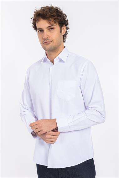 2114 Cıty Kls Armür U.Kol Gömlek Tmş Beyaz