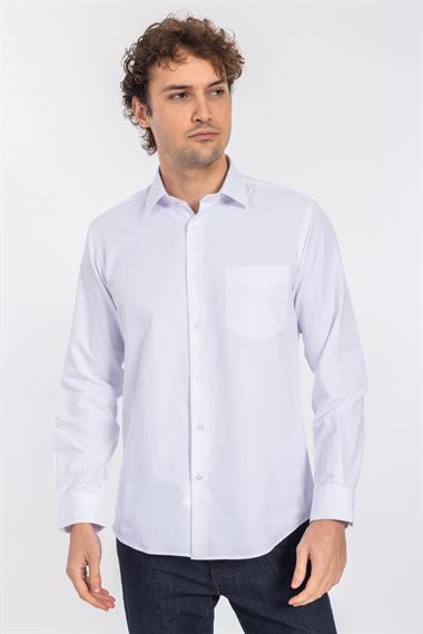 2114 Cıty Kls Soft Saten U.Kol Gömlek Tmş Beyaz