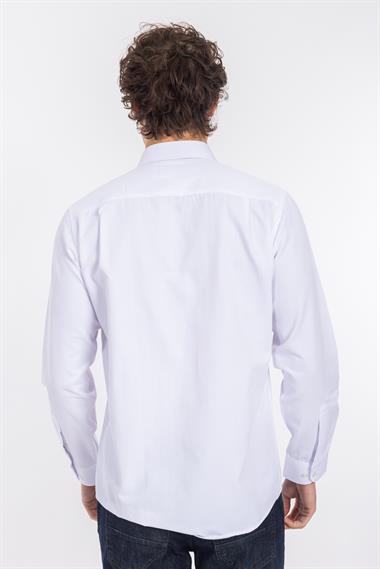 2114 Cıty Kls Soft Saten U.Kol Gömlek Tmş Beyaz