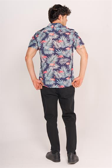 2210 Aloha Kısa Kol Gömlek 24y tmş Flamingo