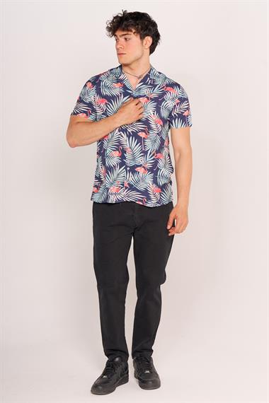 2210 Aloha Kısa Kol Gömlek 24y tmş Flamingo