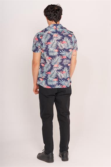 2210 Aloha Kısa Kol Gömlek 24y tmş Flamingo