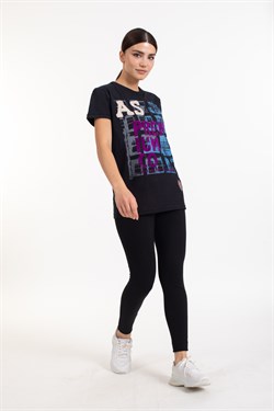 A.s. Baskılı Sıfır Yaka K.Kol Tshırt SİYAH