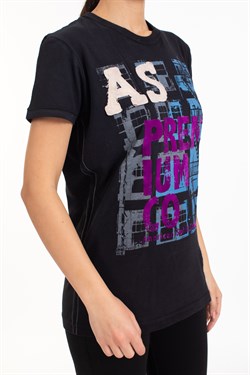 A.s. Baskılı Sıfır Yaka K.Kol Tshırt SİYAH